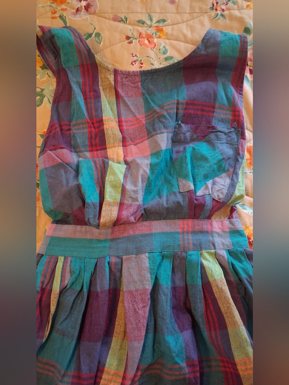 Madras Plaid crossed strap dress - Picture 2 of 5